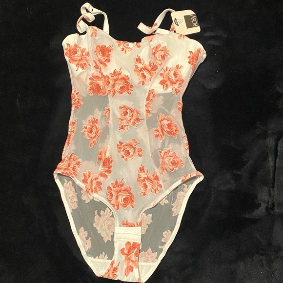 Vintage Other - RARE ✨ NWT French Lingerie Floral Mesh Bodysuit – Size 34B – Made in France 🇫🇷
